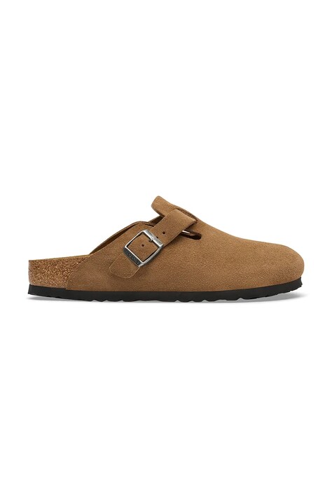 Birkenstock klapki mules damskie zamszowe Boston Suede Leather brązowe 1032795