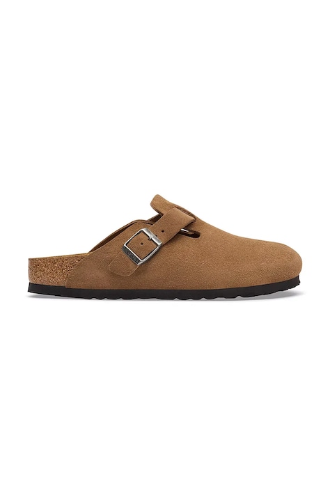 Birkenstock klapki mules damskie zamszowe Boston Suede Leather brązowe 1032795