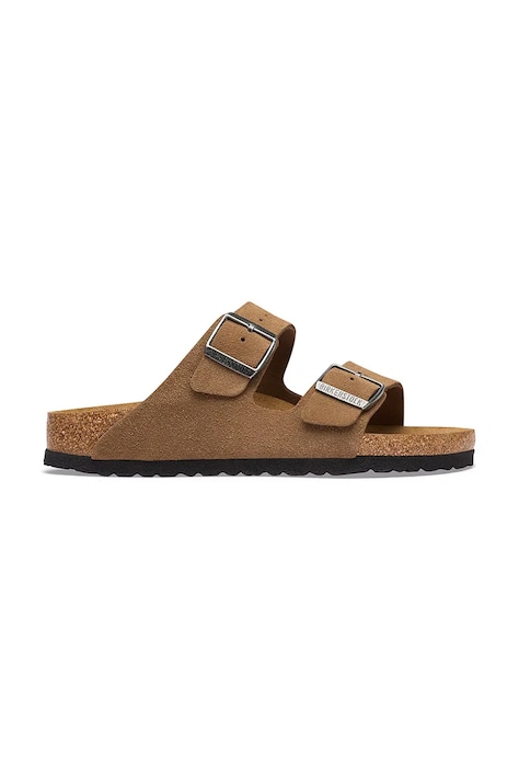 Birkenstock klapki damskie zamszowe Arizona Suede Leather brązowe 1032717