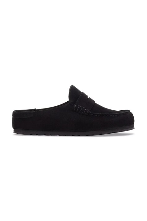 Birkenstock natikače mules za žene od brušene kože Naples Wrapped Suede Leather crne 1030813