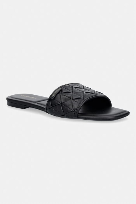Calvin Klein SQUARE FLAT SNDL WOVEN LTH czarne HW0HW03268