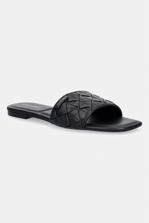 Calvin Klein SQUARE FLAT SNDL WOVEN LTH czarne HW0HW03268