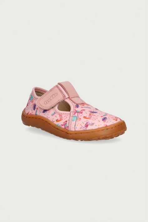 Froddo Παντόφλες Παιδικές BAREFOOT CANVAS T-BAR ροζ G1700439