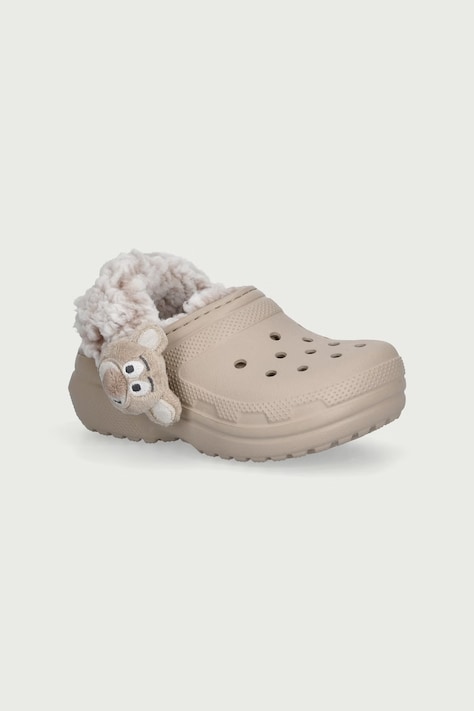 Crocs Klapki mules dziecięce CLASSIC BEAR PLUSH FLEECE LINED CLOG beżowe 213981