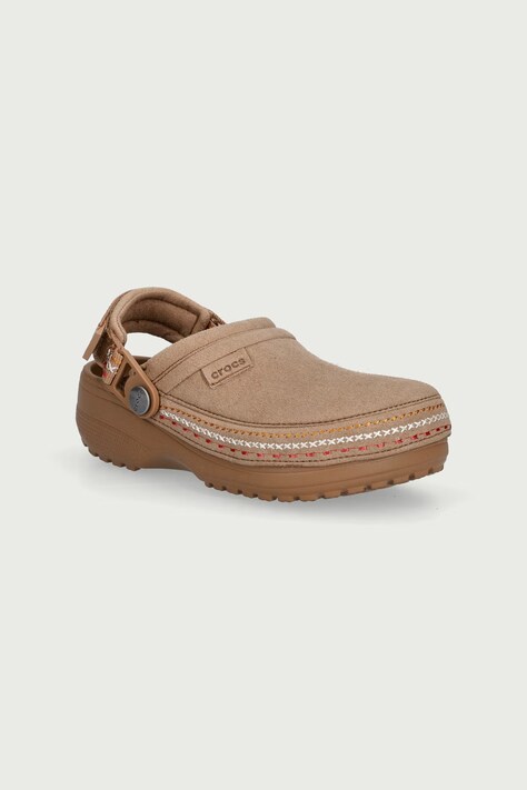 Crocs Klapki dziecięce CLASSIC CRAFTED VEGAN SUEDE STITCH CLOG beżowe 213988
