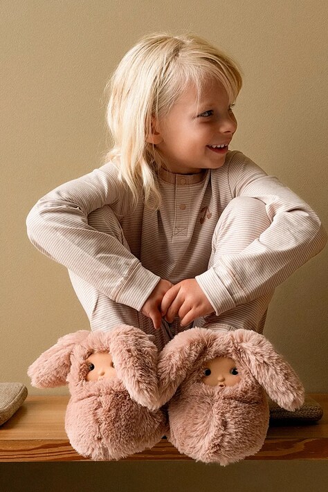 Liewood Kapcie dziecięce Avalina Doll Plush Slipper różowe LW21688