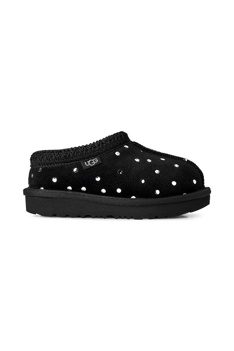 UGG Kapcie dziecięce zamszowe TASMAN ISHINY DOTS czarne 1182791T