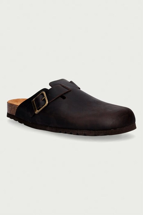 Scholl Σαγιονάρες mules Ανδρικές δερμάτινες OLIVIER καφέ F324081019