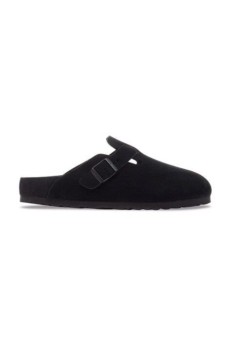 Birkenstock Boston EXQ LEVE klapki mules męskie zamszowe czarne 1030919