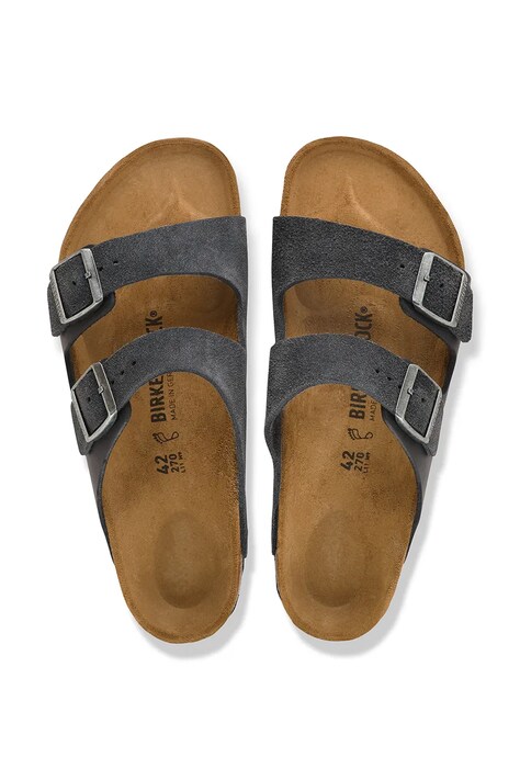 Birkenstock klapki męskie zamszowe Arizona Mixed Leather szare 1032435