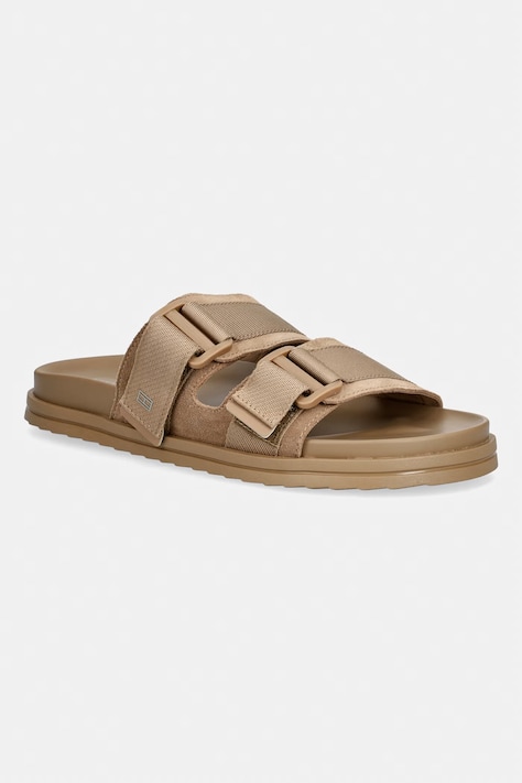 Tommy Hilfiger klapki męskie HILFIGER MIX SUEDE BUCKLE SANDAL brązowe FM0FM05887