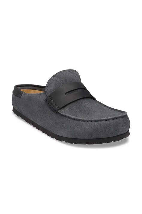 Birkenstock шльопанці мюлі замшеві Naples Wrapped double stitch Mixed Leather — AW26-KLUZZ3, сірий — фото 2