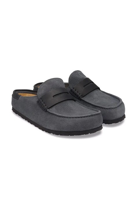 Birkenstock шльопанці мюлі замшеві Naples Wrapped double stitch Mixed Leather — AW26-KLUZZ3, сірий — фото 3