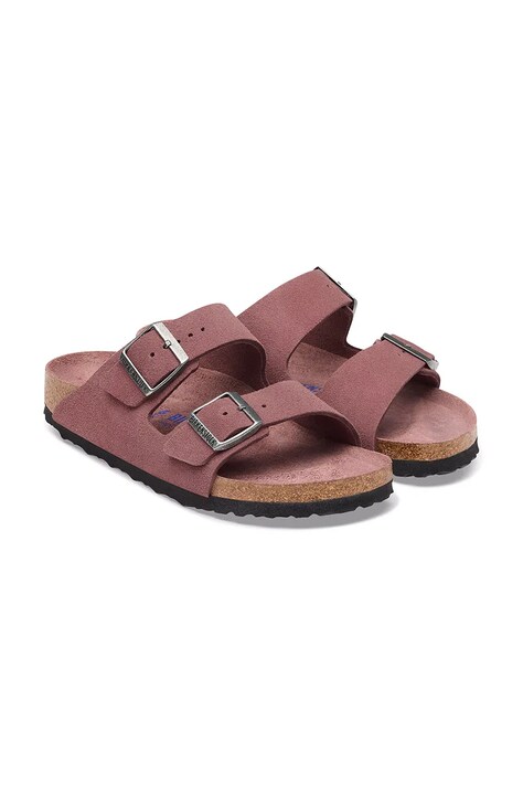 Birkenstock шльопанці замшеві Arizona Soft Footbed Suede Leather рожеві 1032747