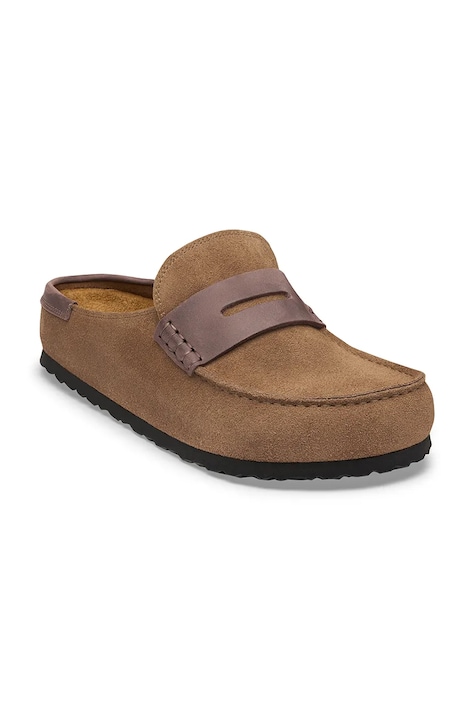 Birkenstock šľapky mules semišové Naples Wrapped double stitch Mixed Leather hnedé 1032461
