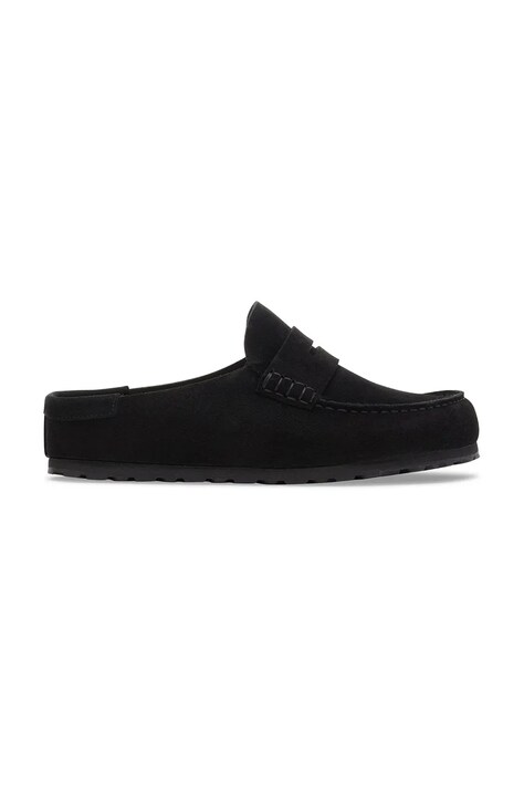 Birkenstock klapki mules zamszowe Naples Wrapped Suede Leather czarne 1030795