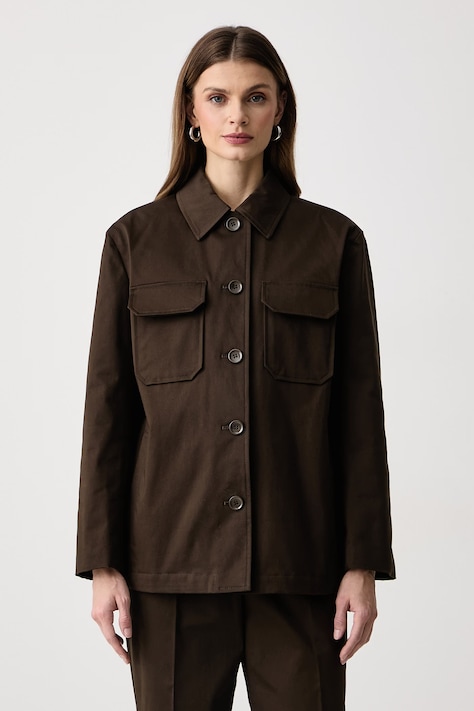 Weekend Max Mara Płaszcz damski z bawełną WKSELMO brązowy 2625086036