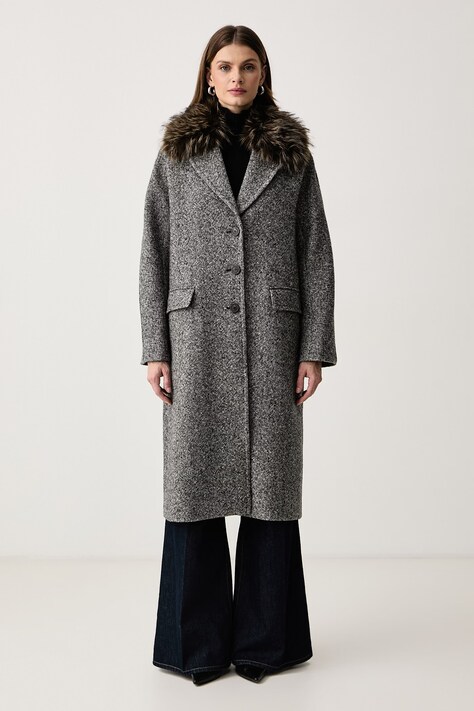 Weekend Max Mara Płaszcz damski z wełną WKITASCA czarny 2625016013600