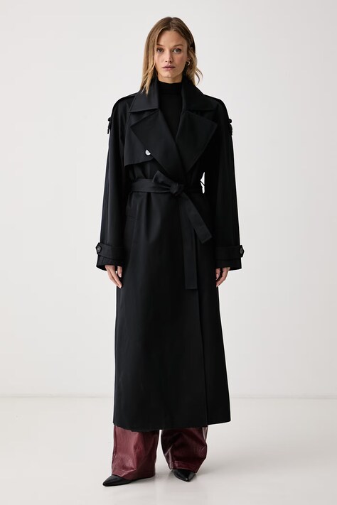 Le Privé Płaszcz damski bawełniany SOLANGE COAT NOIR czarny LP00922