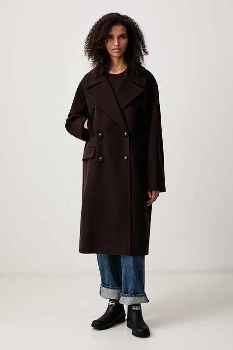 Barbour Vivian płaszcz z wełną damski brązowy LWO0262BR71