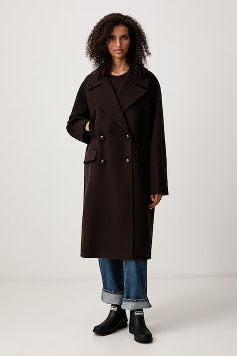 Barbour Vivian płaszcz z wełną damski brązowy LWO0262BR71