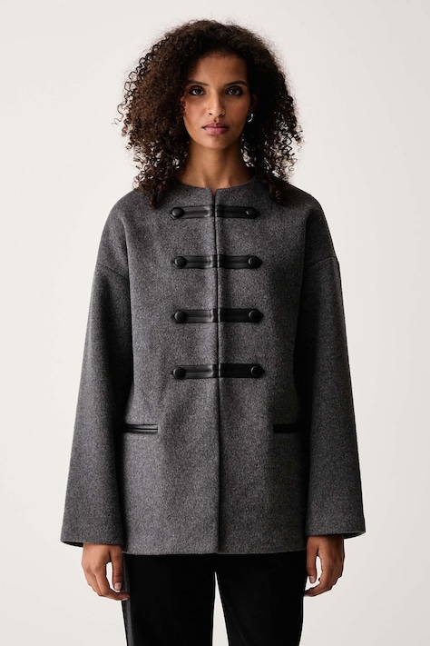 rag & bone Płaszcz damski z wełną Stefan szary RAFD26F0MOW