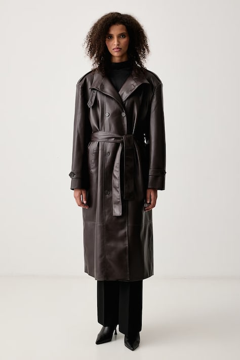 Isabelle Blanche Palton pentru femei din imitație de piele maro IS26FW-J172-T005