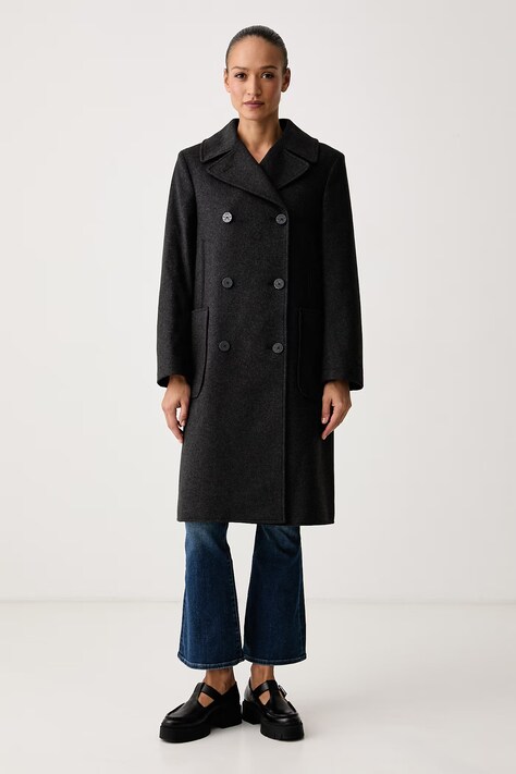 Lacoste Płaszcz damski z wełną szary BF8452