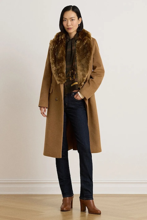 Lauren Ralph Lauren Płaszcz damski z wełną brązowy 297P23450
