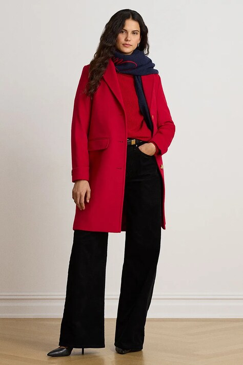 Lauren Ralph Lauren Płaszcz damski z wełną czerwony 297P04137