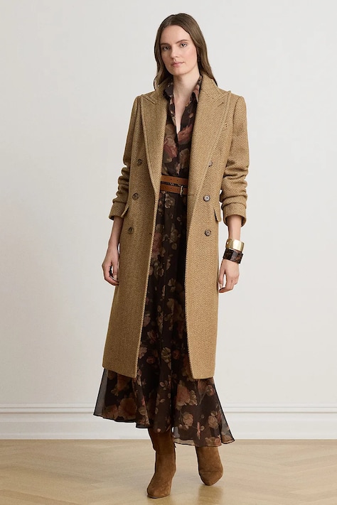 Lauren Ralph Lauren Płaszcz damski z wełną brązowy 200B27692