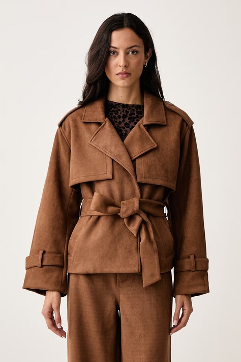DKNY Kurtka damska z imitacji zamszu brązowa DJ6J6296