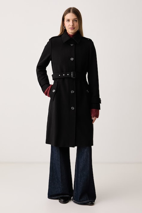 DKNY Płaszcz damski z wełną czarny DLEMWZ86