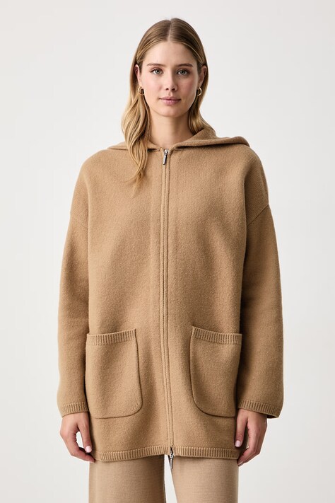 MM by Max Mara Kardigan damski wełniany MMLNOTIZIA beżowy 2626316018600