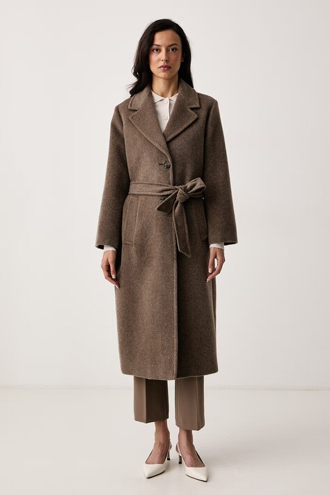 Weekend Max Mara Płaszcz damski z wełną WKDBRONTE brązowy 2625016112600