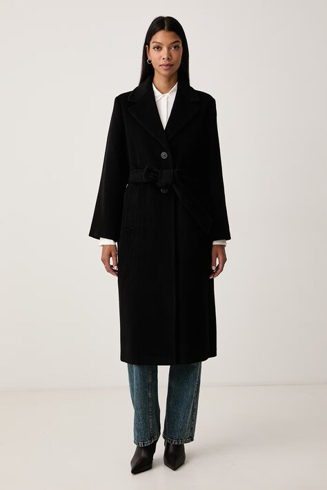 Weekend Max Mara Płaszcz damski z wełną WKDBRONTE czarny 2625016112600