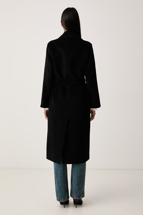 Weekend Max Mara Płaszcz damski z wełną WKDBRONTE czarny 2625016112600
