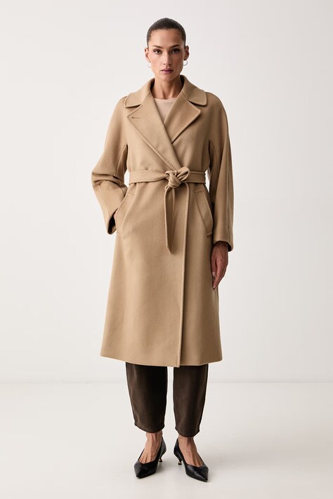 Weekend Max Mara Płaszcz damski wełniany WKDRESINA beżowy 2625016102600