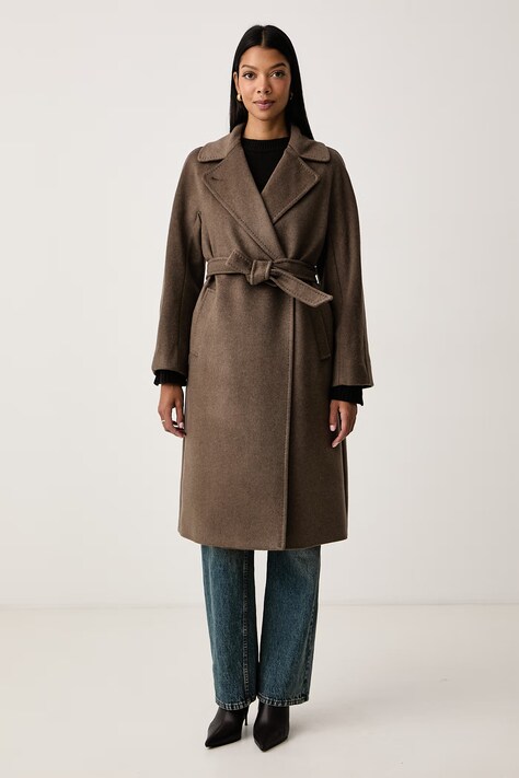 Weekend Max Mara Płaszcz damski wełniany WKDRESINA brązowy 2625016102600