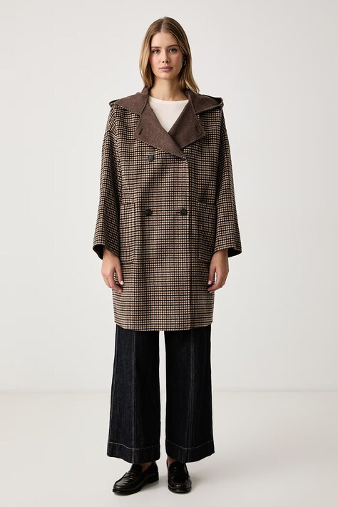 Weekend Max Mara Płaszcz dwustronny damski wełniany WKDBALTA brązowy 2625016022600