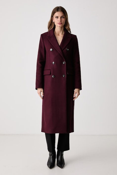 Tommy Hilfiger Cappotto elegante da donna con lana granata WW0WW51525