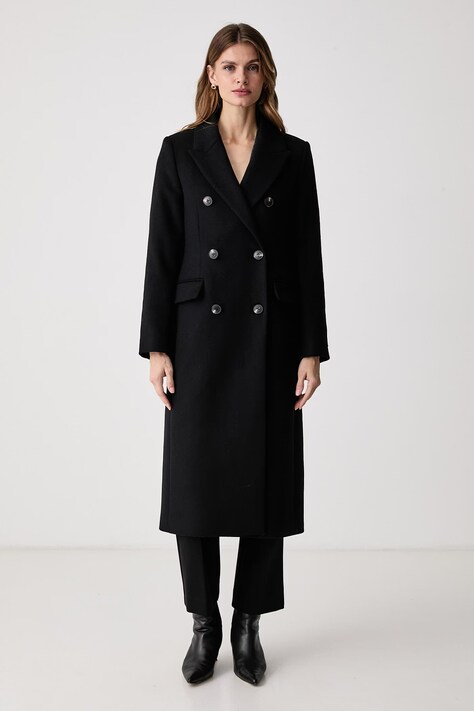 Tommy Hilfiger Cappotto elegante da donna con lana nero WW0WW51525