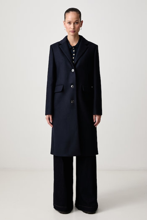 Tommy Hilfiger Elegantni kaput za žene s vunom mornarsko plavi WW0WW51106
