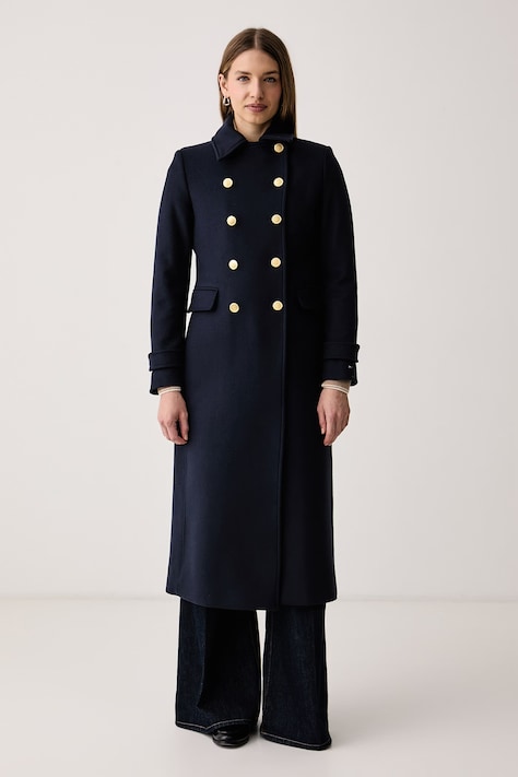 Tommy Hilfiger Παλτό γυναικείο με μαλλί σκούρο μπλε WW0WW51554