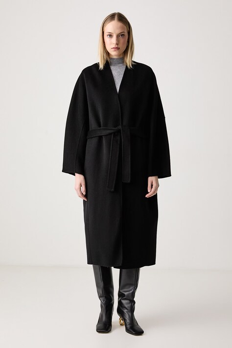 Sisley Cappotto da donna con lana nero 2X9FLN07D