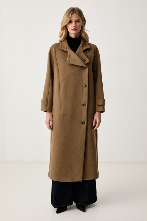 Trussardi Płaszcz dwustronny damski z wełną brązowy 0007A000450N