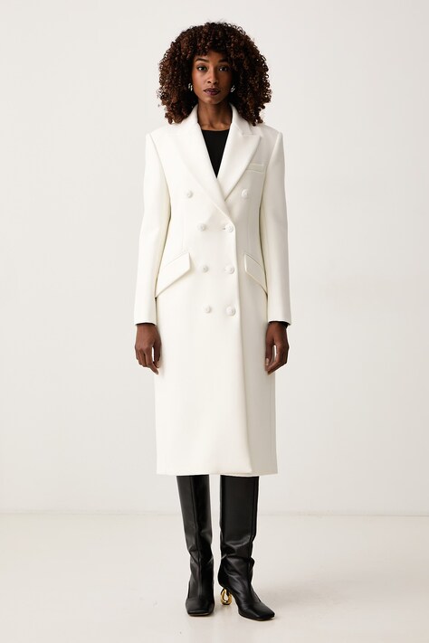 Elisabetta Franchi Elegancki płaszcz damski biały CP00866E2