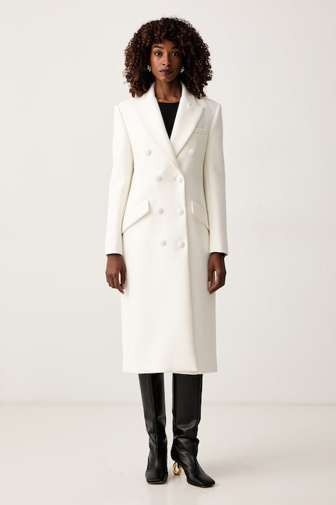 Elisabetta Franchi Elegancki płaszcz damski biały CP00866E2