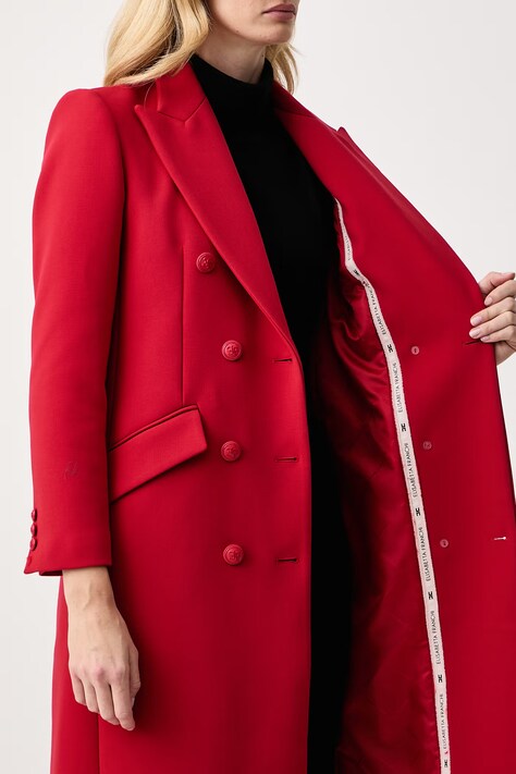 Elisabetta Franchi Elegancki płaszcz damski czerwony CP00866E2