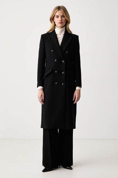 Elisabetta Franchi Elegancki płaszcz damski czarny CP00866E2